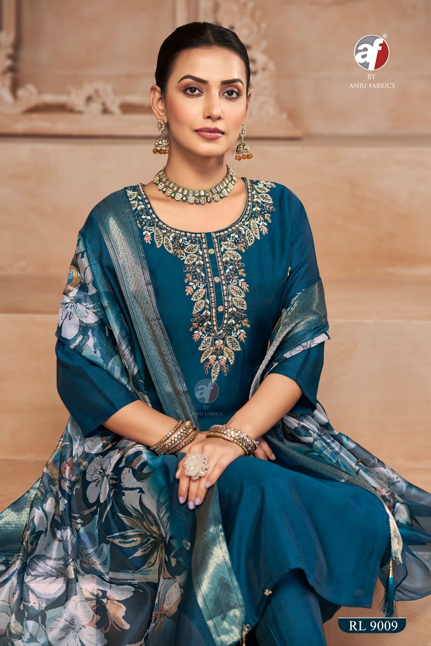 Premium Teal Blue Heavy Embroidered Salwar Suit Set | RL 9009