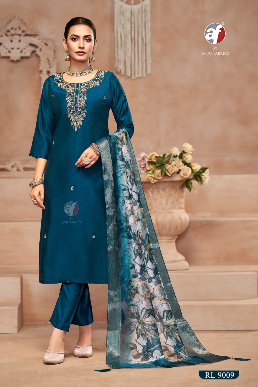 Premium Teal Blue Heavy Embroidered Salwar Suit Set | RL 9009