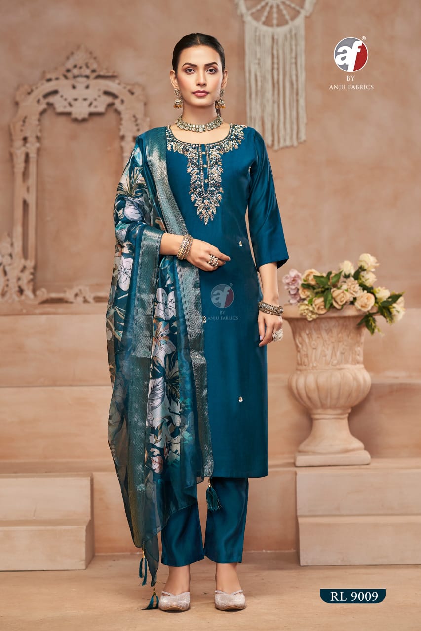 Premium Teal Blue Heavy Embroidered Salwar Suit Set | RL 9009