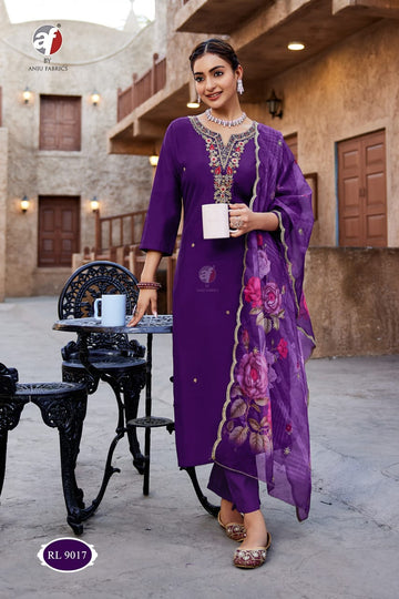 Premium Royal Purple Heavy Embroidered Salwar Suit Set | RL 9017