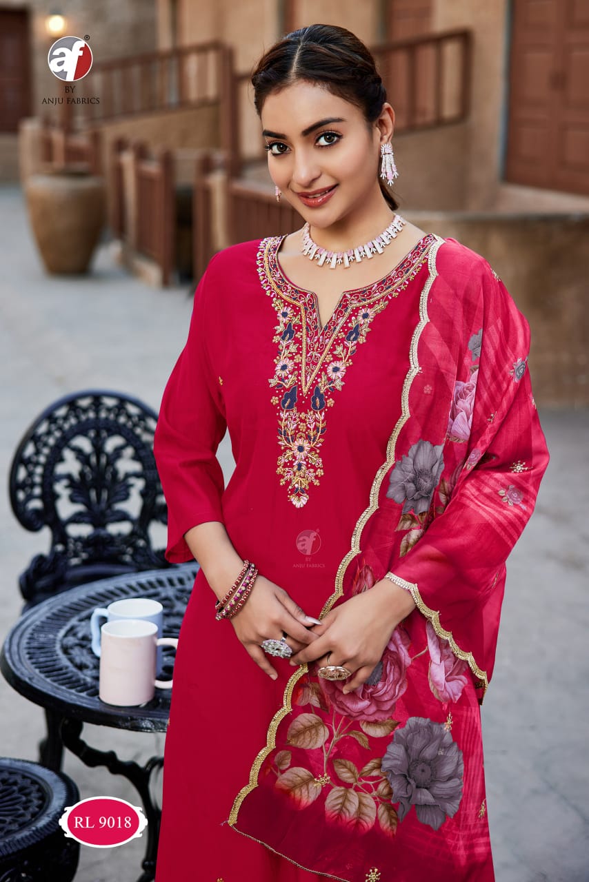 Premium Deep Crimson Heavy Embroidered Salwar Suit Set | RL 9018