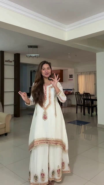 Royal Heritage Heavily Embroidered Kurta Set with Pearl-Drop Tassels